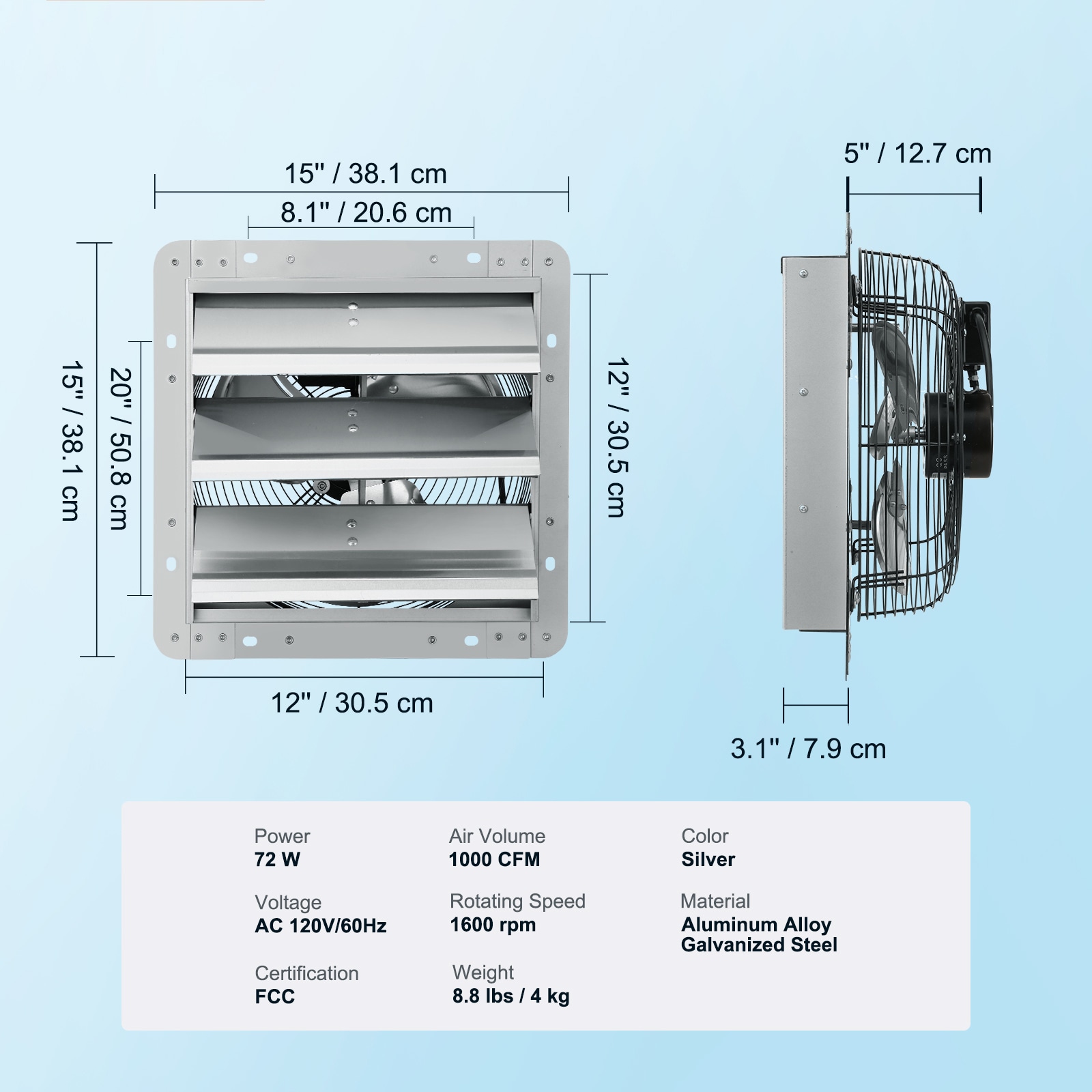 Shutter Exhaust Fan For Greenhouse And Garage Ventilation_voghion.com